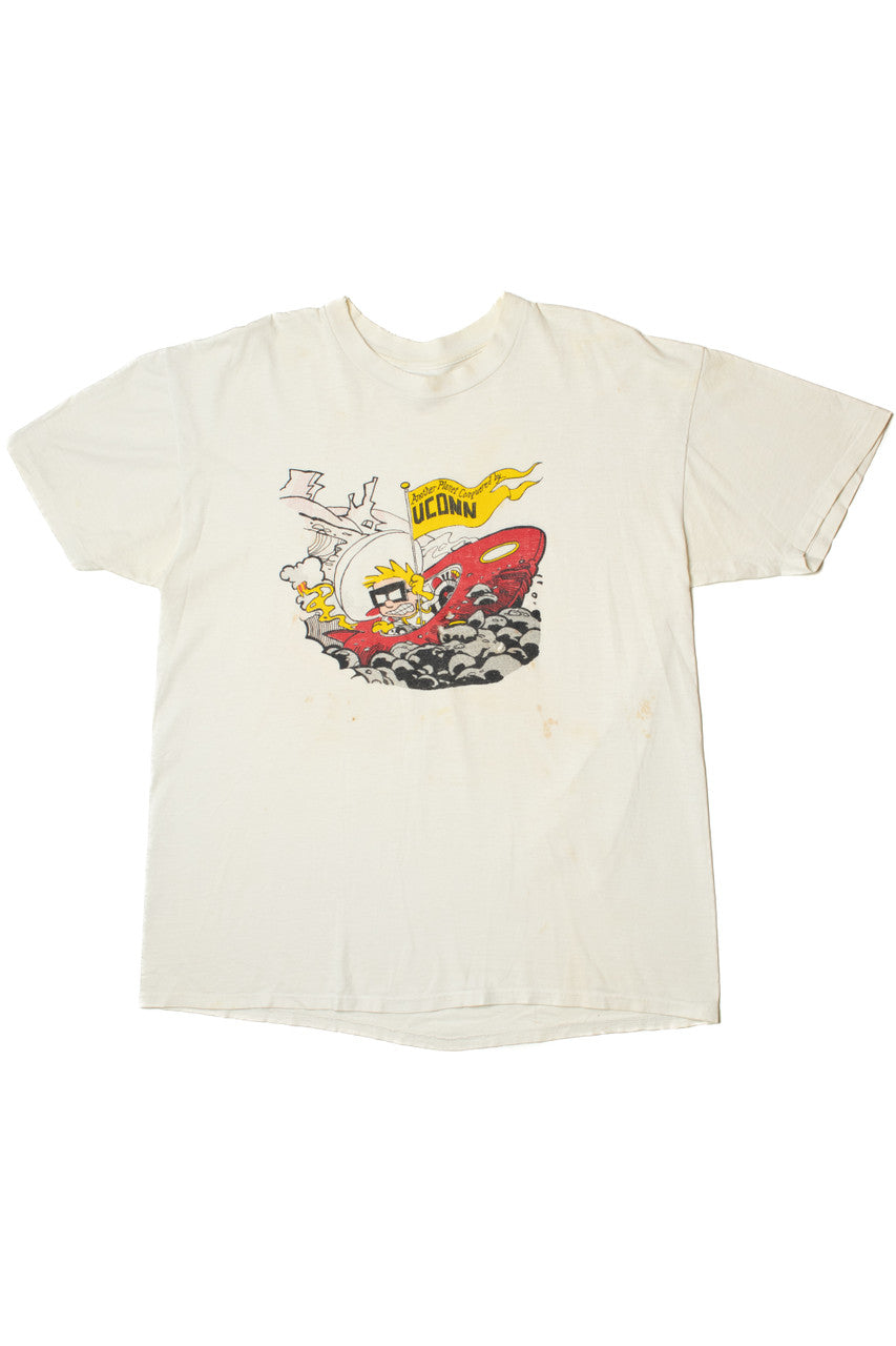 Vintage Distressed Calvin & Hobbes UCONN "What A Long, Strange Trip It's Been" T-Shirt