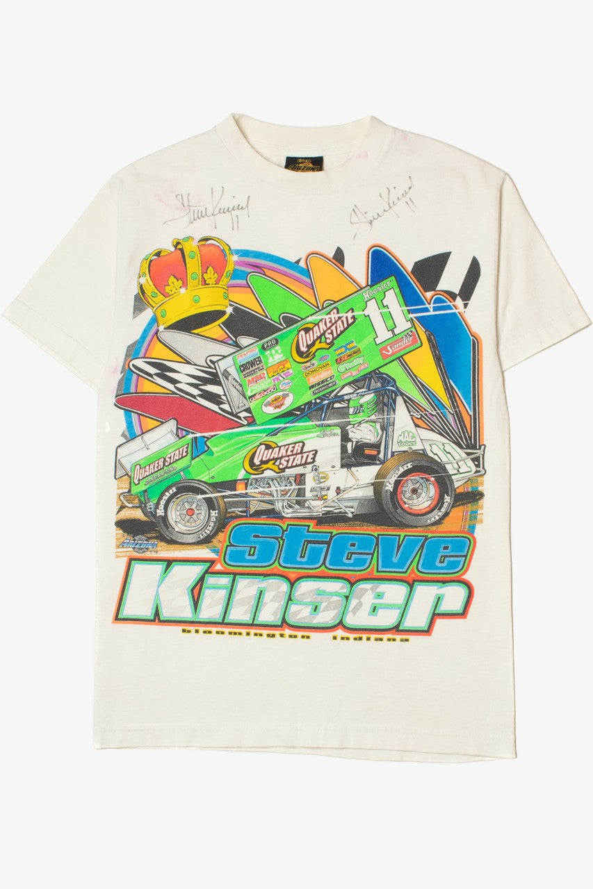 Vintage 2002 Signed Steve Kinser Racing Front/Back Print T-Shirt