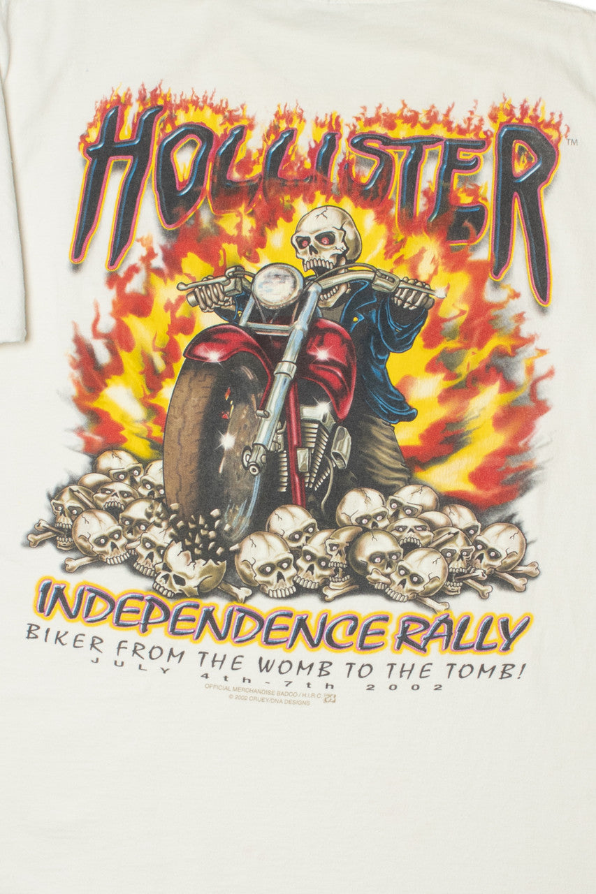 Vintage 2002 Hollister Independence Rally "Biker From The Womb To The Tomb" T-Shirt