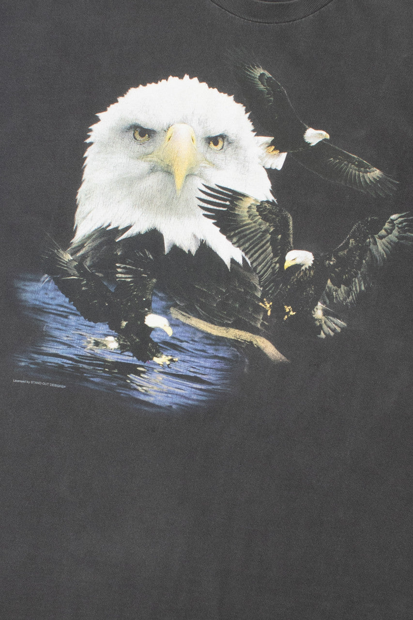 Vintage Bald Eagle Faded Black T-Shirt