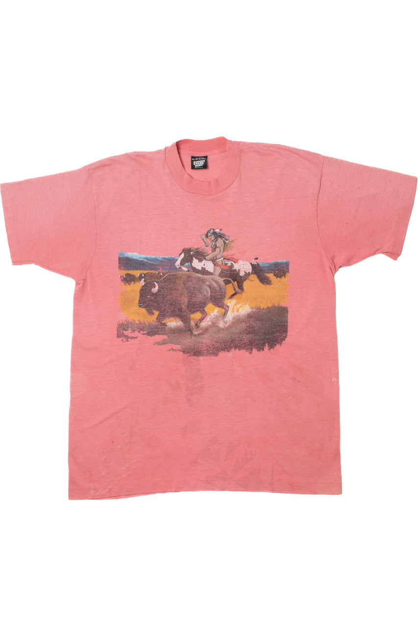 Vintage Distressed Buffalo Hunt Single Stitch T-Shirt