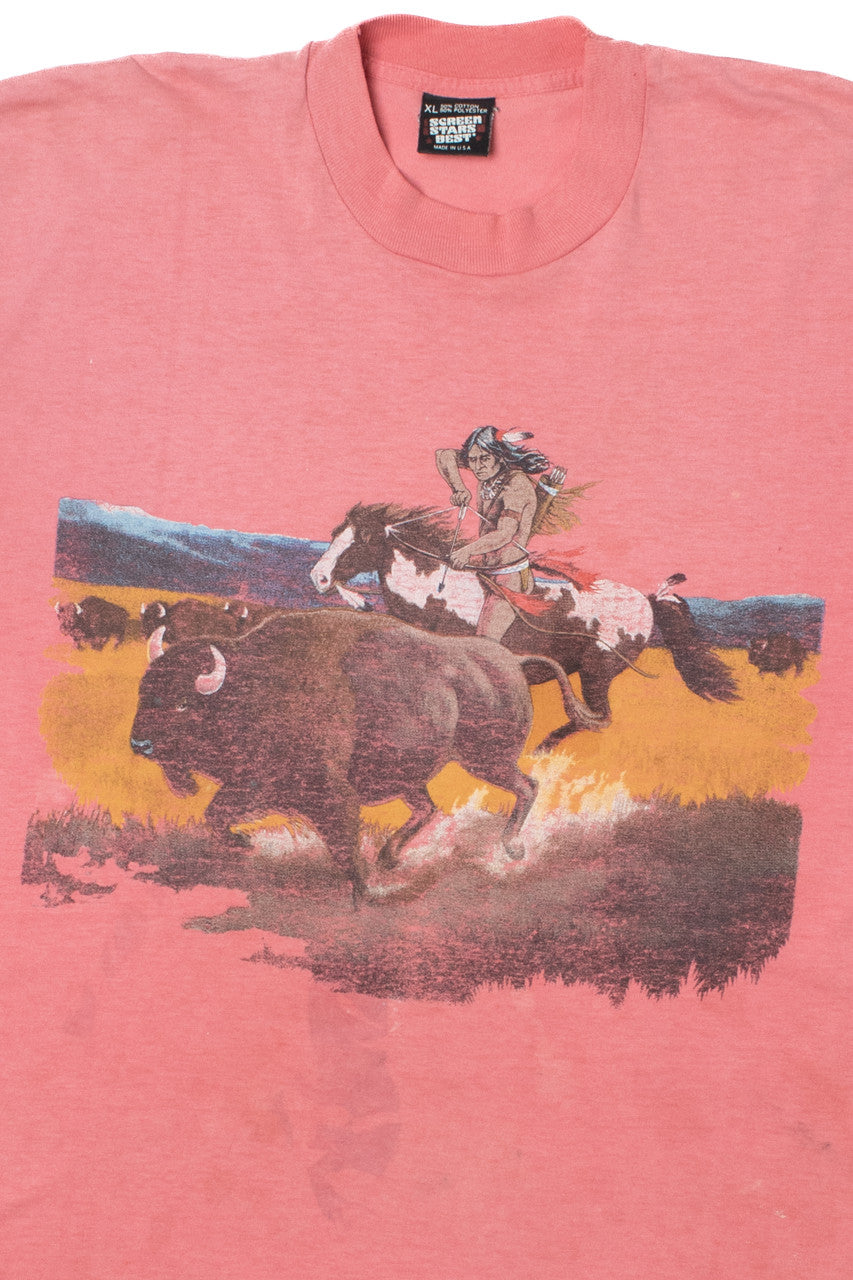 Vintage Distressed Buffalo Hunt Single Stitch T-Shirt