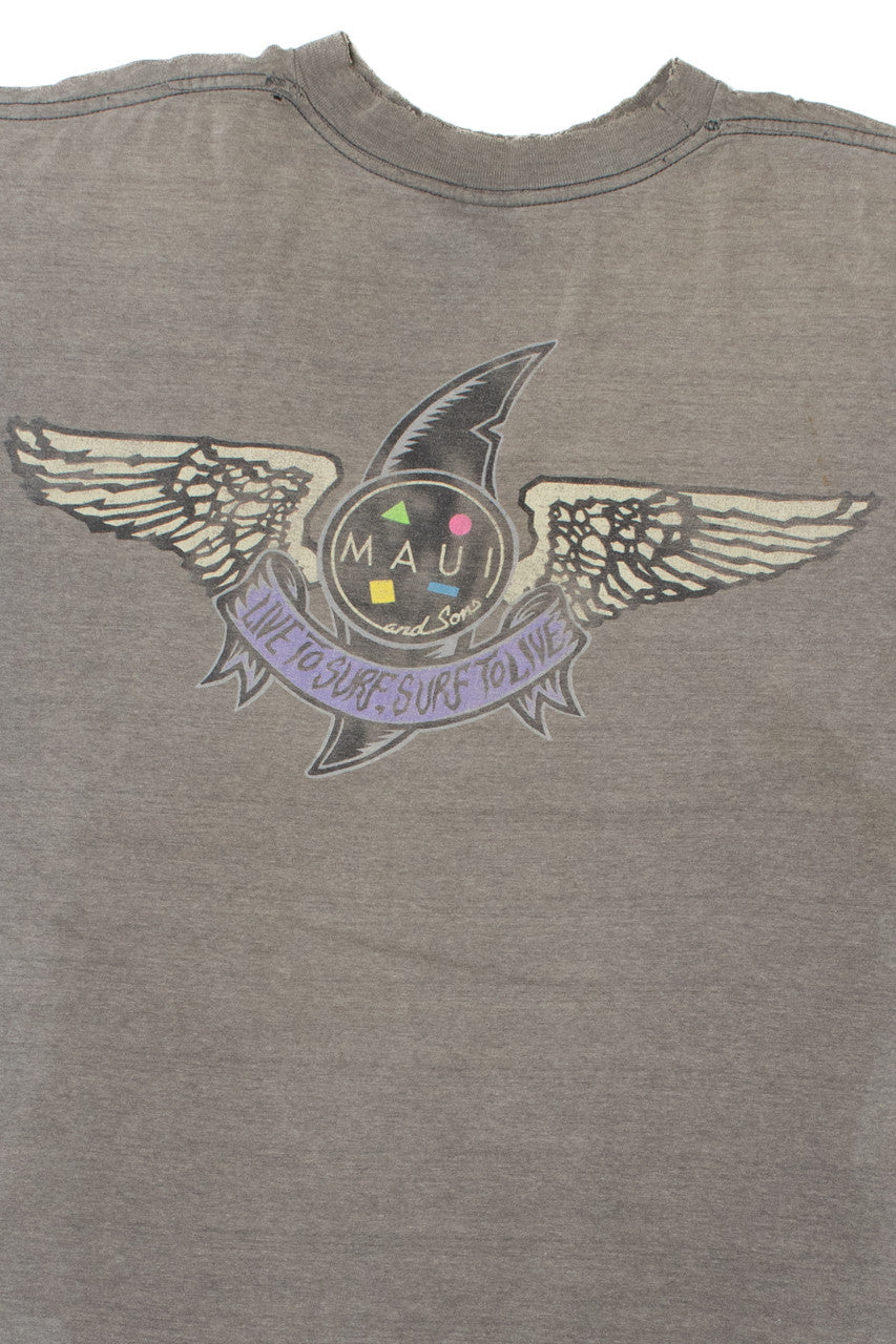 Vintage "Live To Surf Surf To Live" Maui And Sons T-Shirt