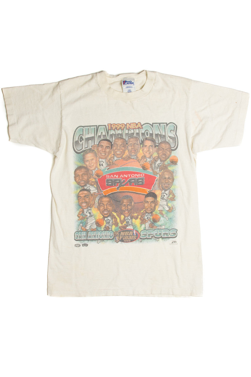 Vintage San Antonio Spurs 1999 NBA Championship Caricature T-Shirt