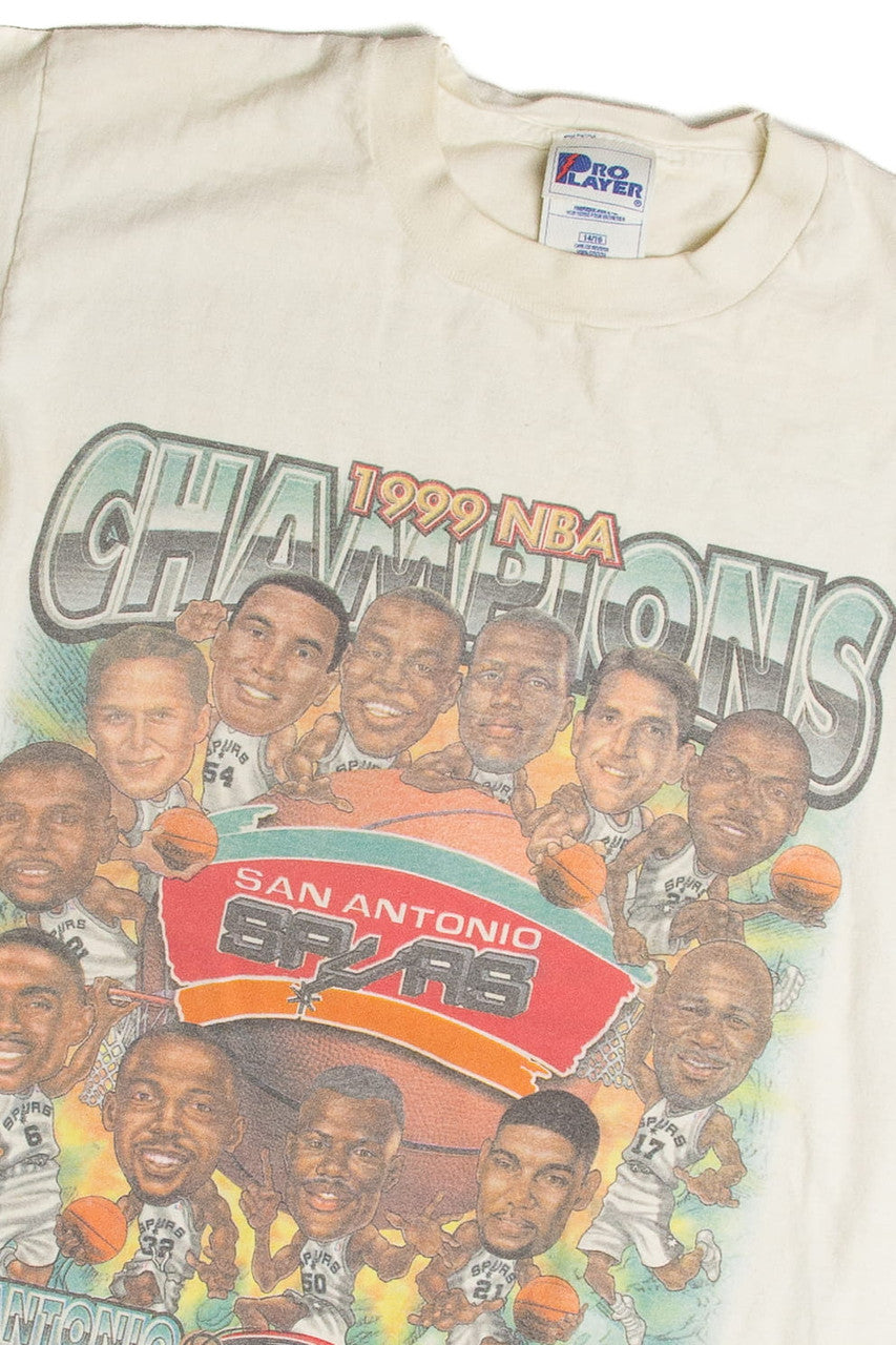 Vintage San Antonio Spurs 1999 NBA Championship Caricature T-Shirt
