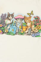 Vintage Gardening Cats Front/Back Prints Of Tails T-Shirt