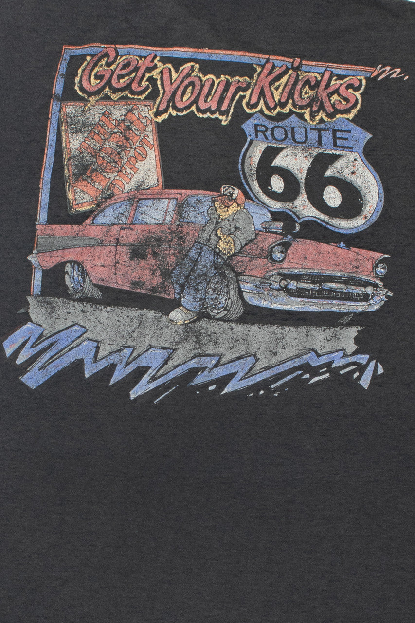 Vintage Distressed "Get Your Kicks" Route 66 Home Depot Polo T-Shirt