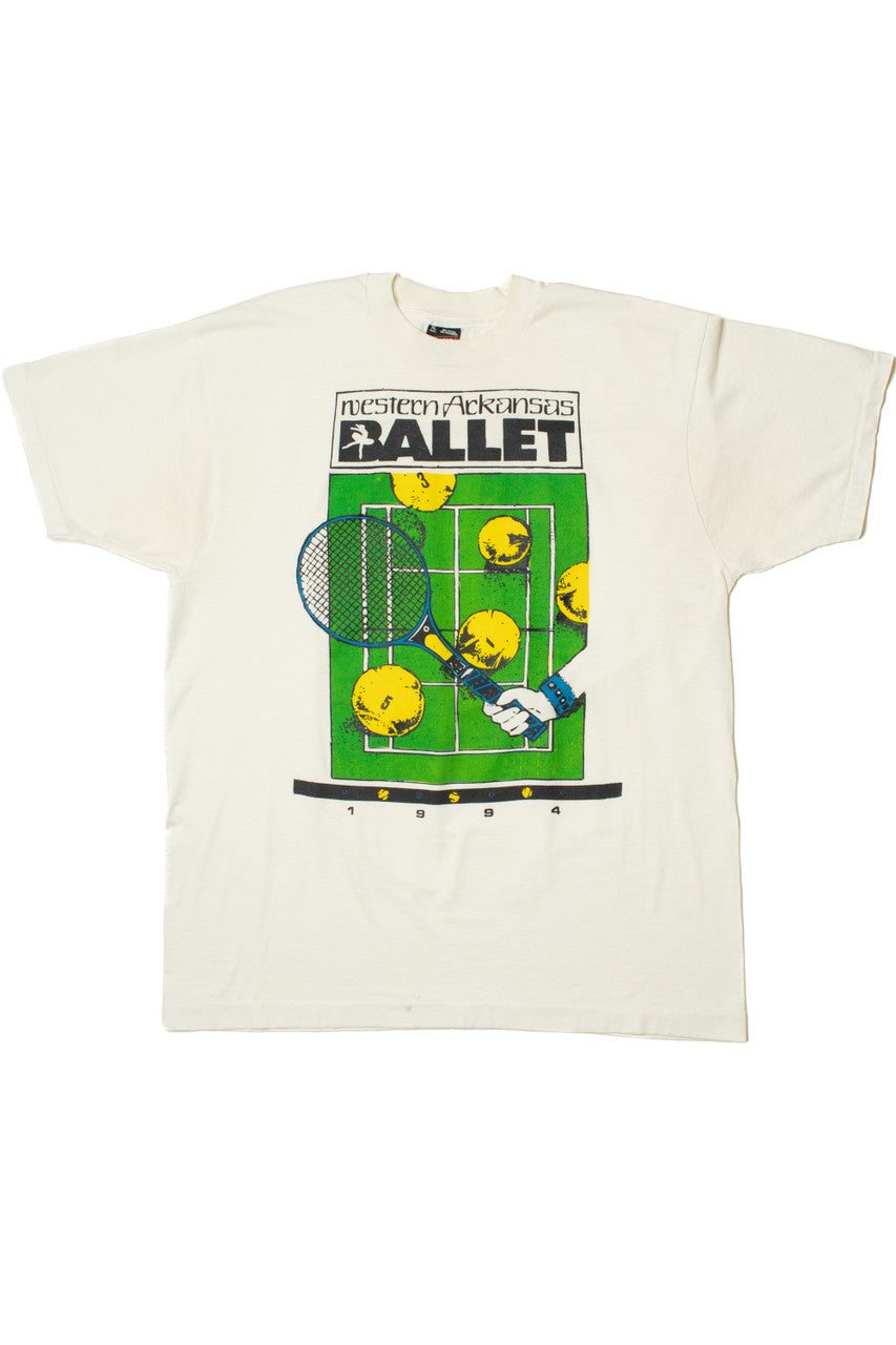 Vintage 1994 Western Arkansas Ballet Tennis Print T-Shirt