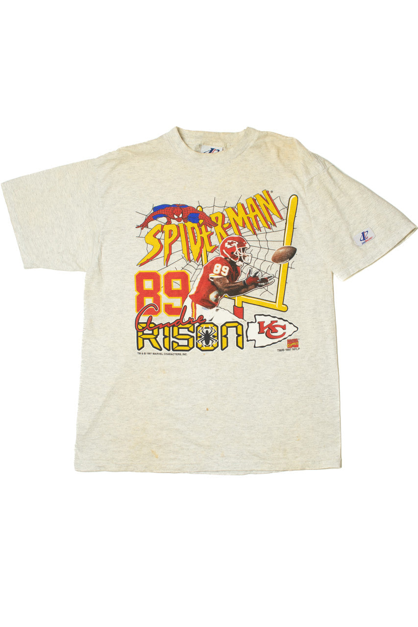 Vintage 1997 Spider-Man Andre Rison Kansas City Chiefs NFL T-Shirt