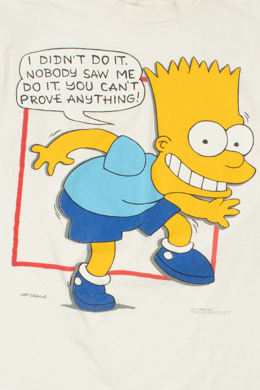 Vintage 1990 Bart Simpson "I Didn't Do It" Single Stitch T-Shirt