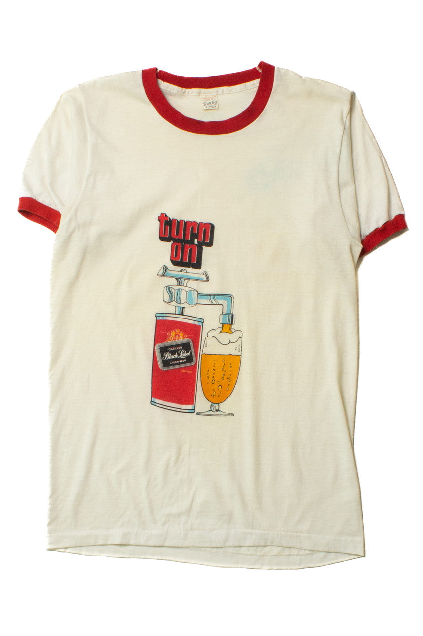 Vintage Black Label Beer Tap Ringer T-Shirt (1970s)