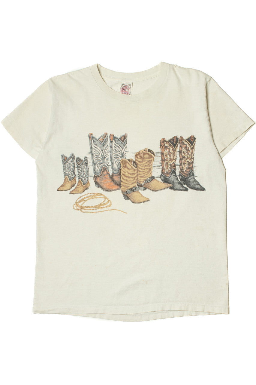Vintage Distressed Cowboy Boot Lineup T-Shirt