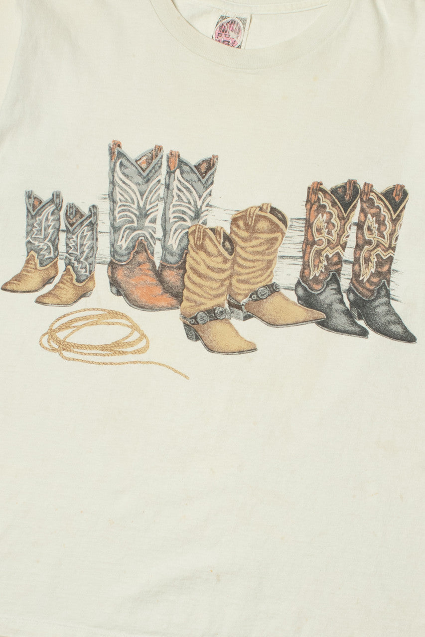 Vintage Distressed Cowboy Boot Lineup T-Shirt