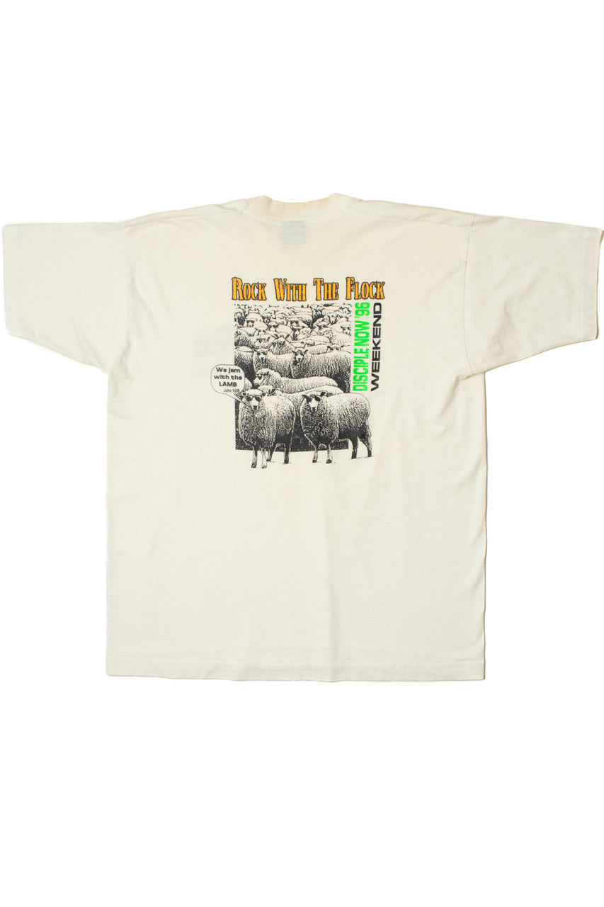 Vintage 1996 "Rock With The Flock" Religious T-Shirt