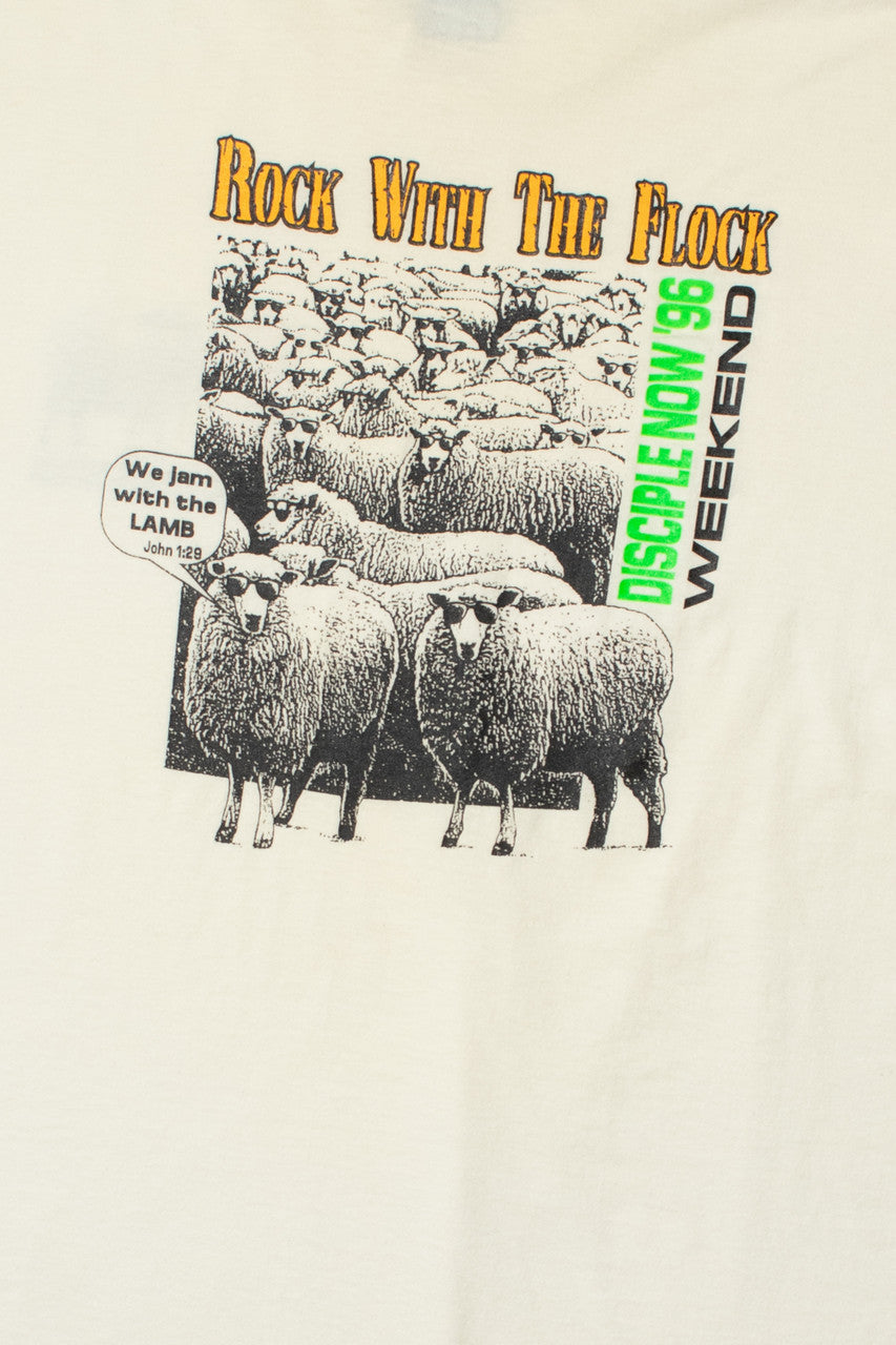 Vintage 1996 "Rock With The Flock" Religious T-Shirt