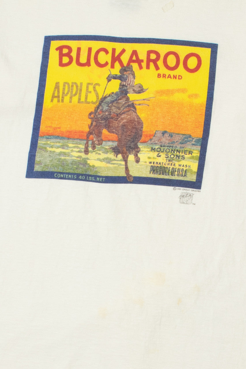Vintage 1991 "Buckaroo Brand Apples" Single Stitch T-Shirt