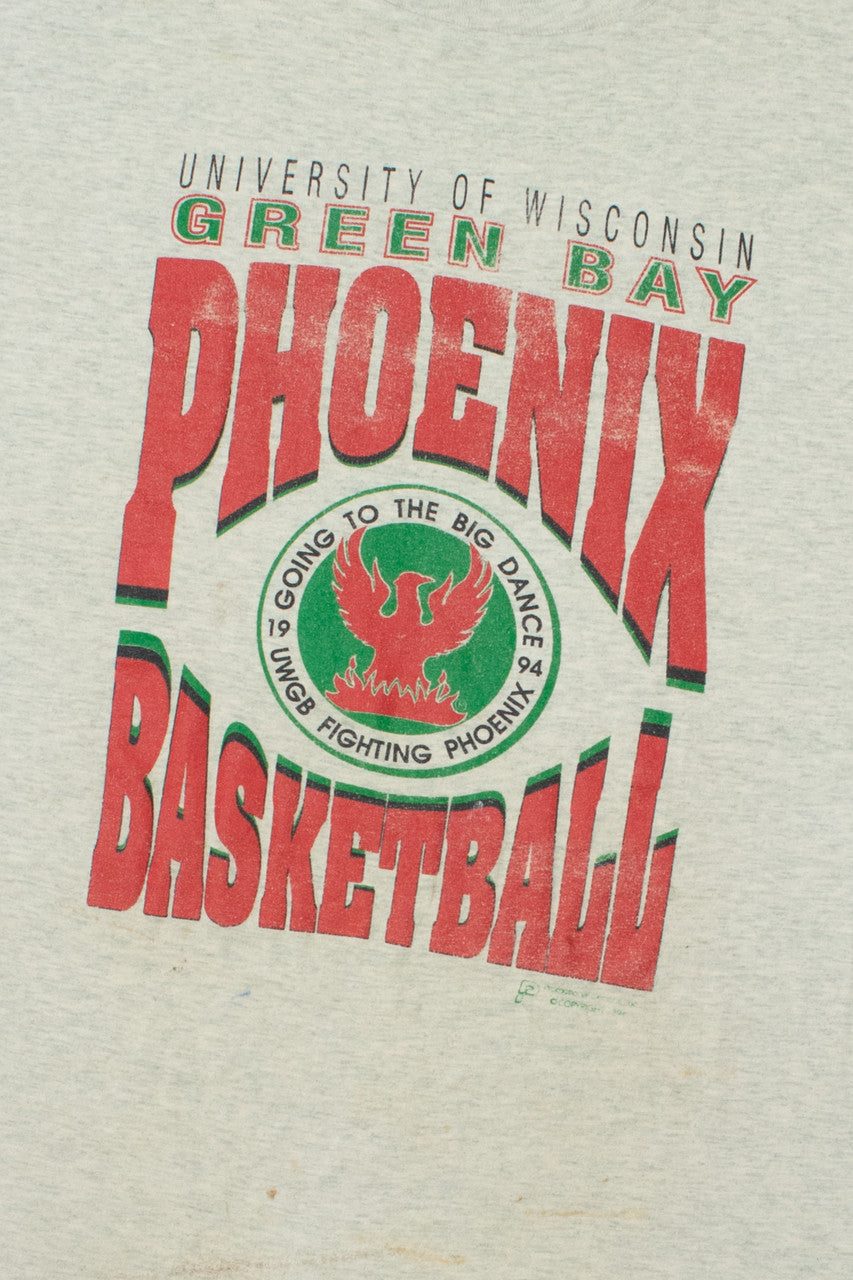 Vintage 1994 University Of Wisconsin Green Bay Phoenix Basketball T-Shirt