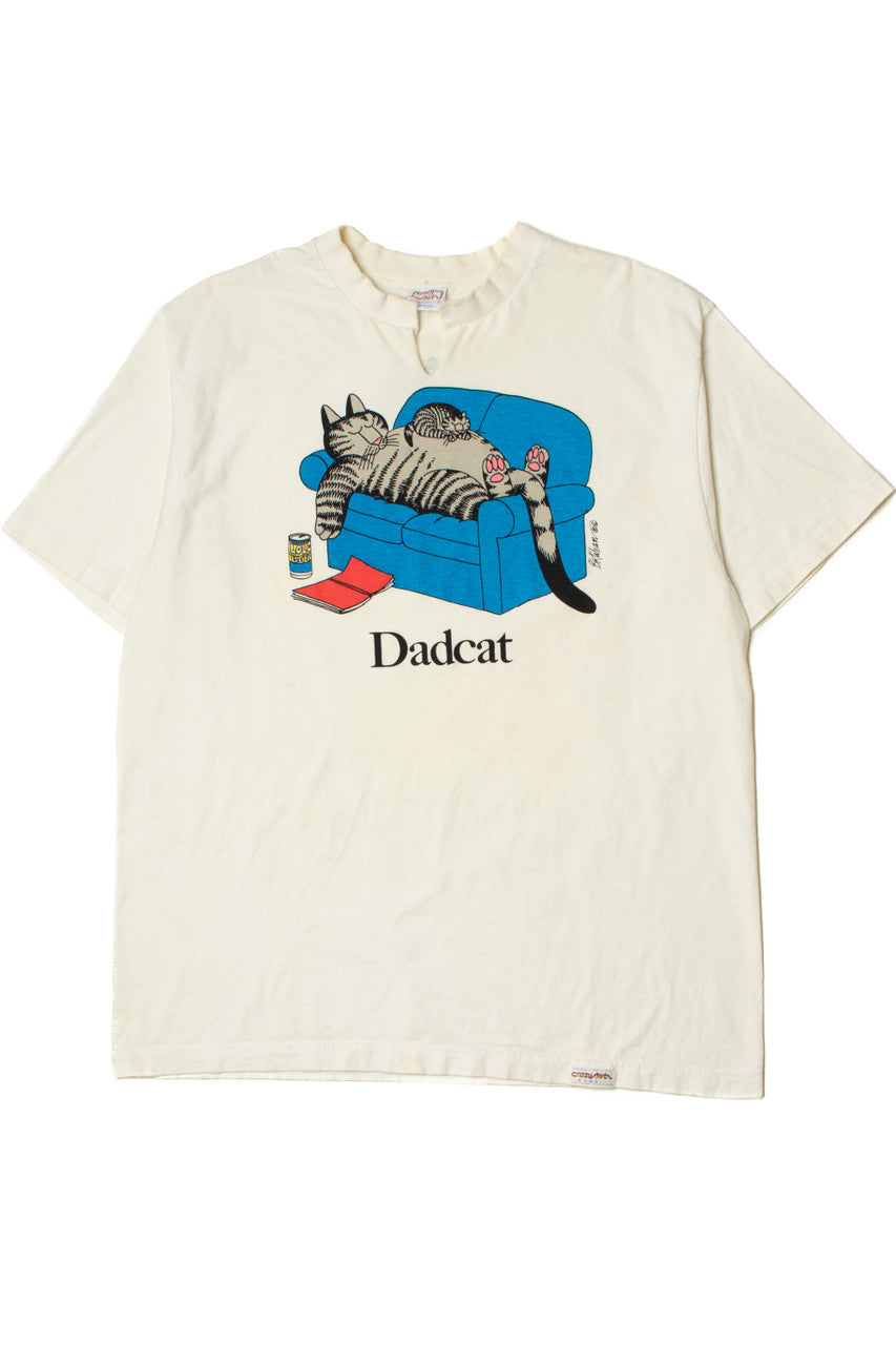 Vintage "Dadcat" BK Liban Cat Illustration T-Shirt