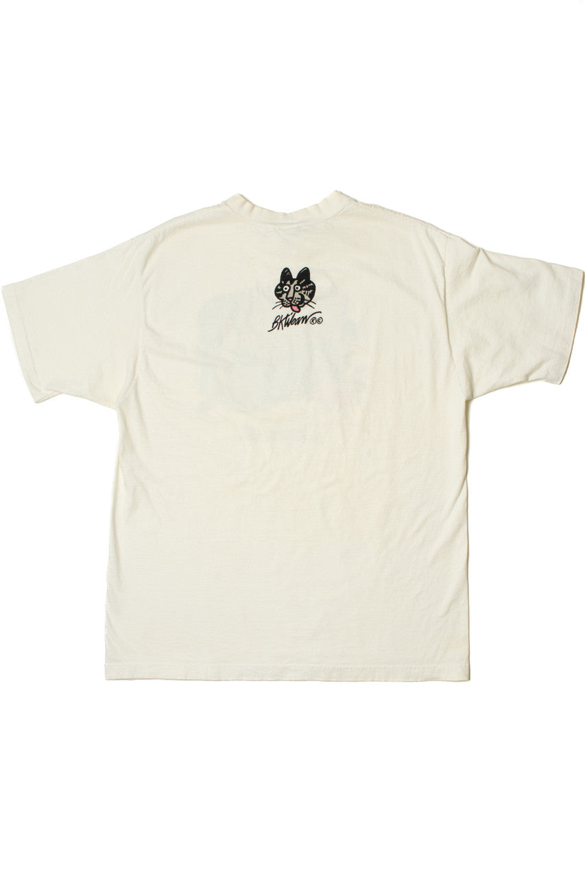 Vintage "Dadcat" BK Liban Cat Illustration T-Shirt
