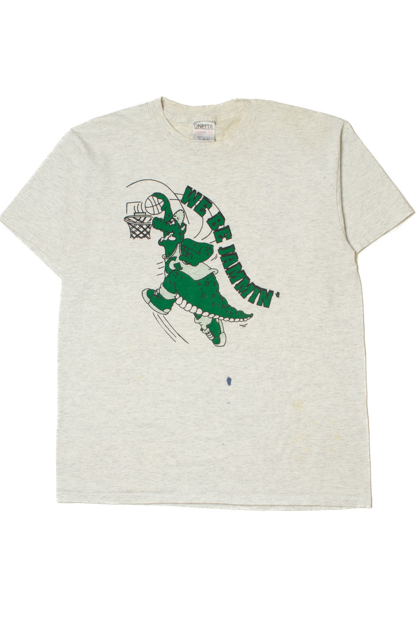 Vintage Distressed "We Be Jammin'" Dinosaur Basketball Dunk T-Shirt