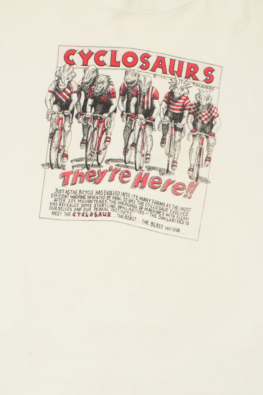 Vintage 1991 Distressed "Cyclosaurs" Tom Morris Illustration T-Shirt