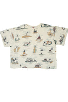 Vintage Lighthouses Raw Hem Crop Top T-Shirt