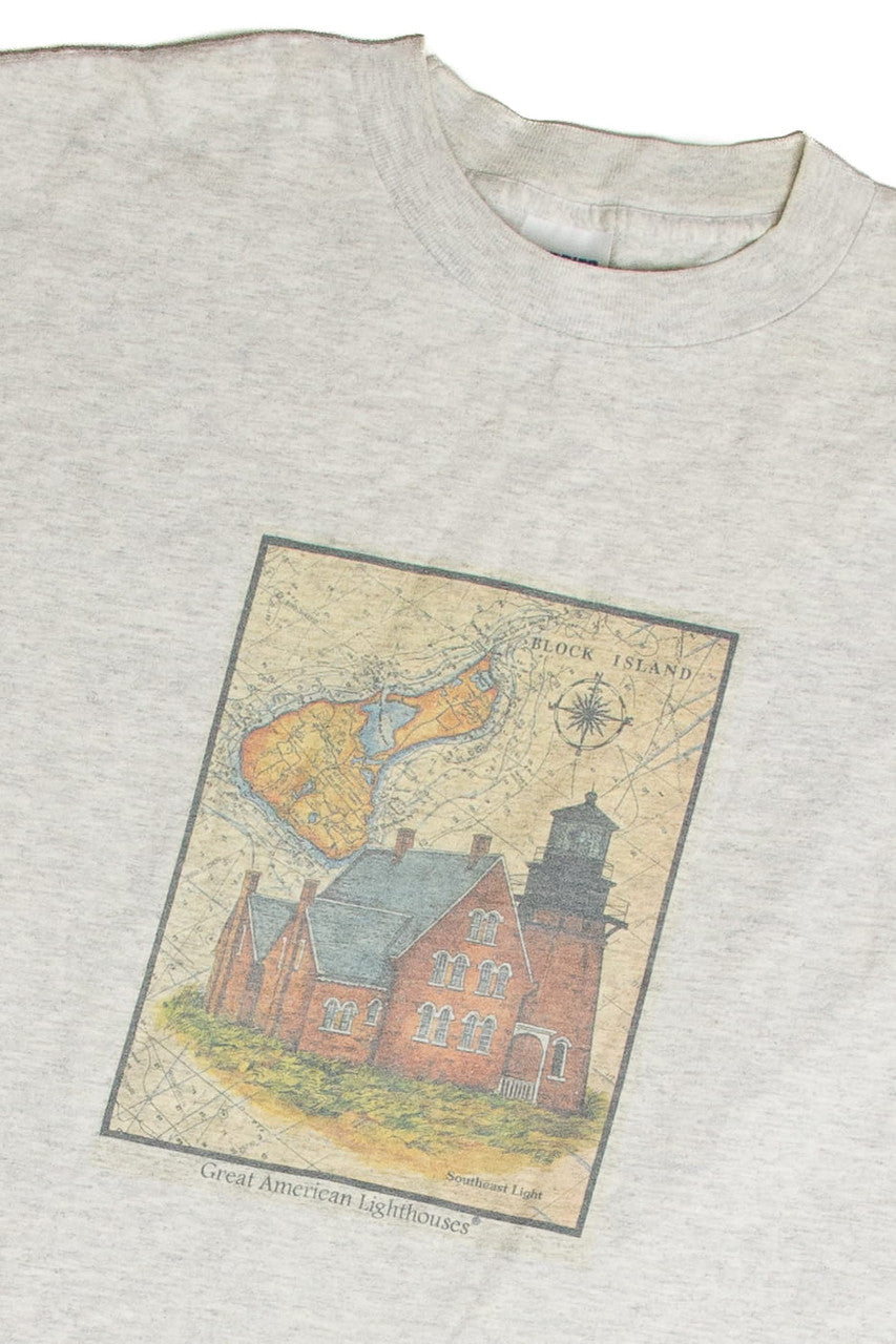 Vintage Block Island Great American Lighthouses T-Shirt