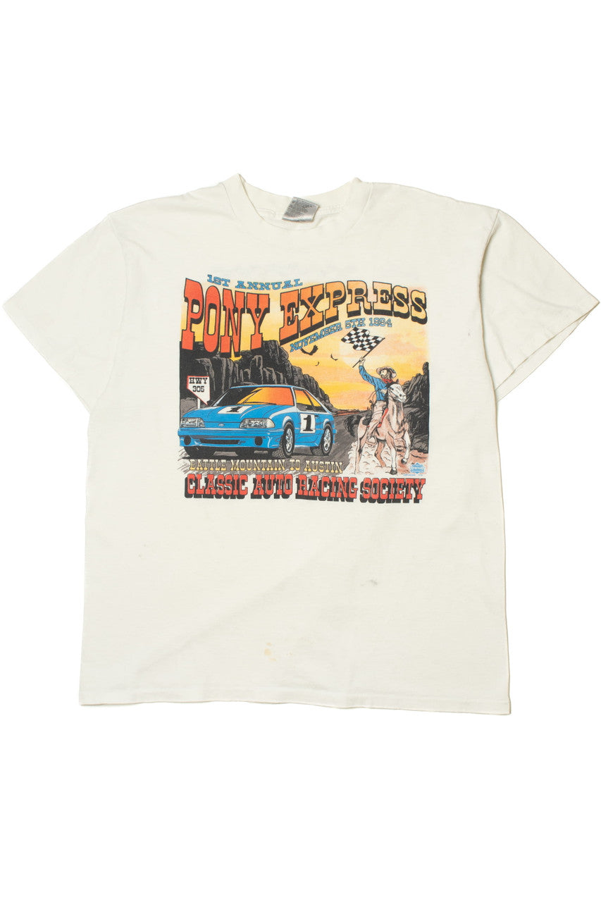 Vintage 1994 "1st Annual" Pony Express Auto Racing Society T-Shirt
