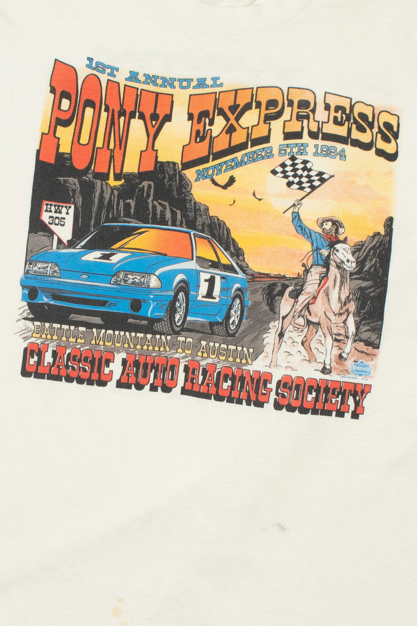 Vintage 1994 "1st Annual" Pony Express Auto Racing Society T-Shirt