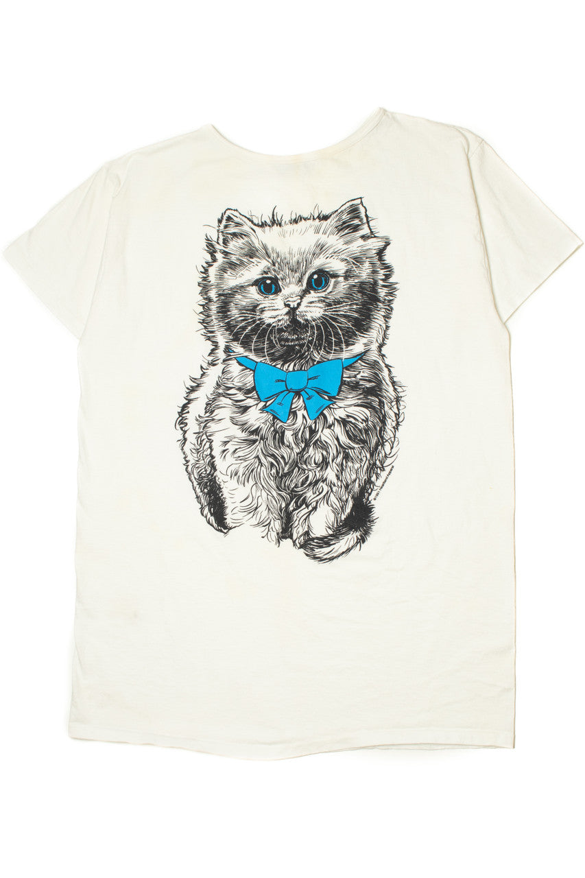 Vintage Cat With Blue Bow T-Shirt Dress
