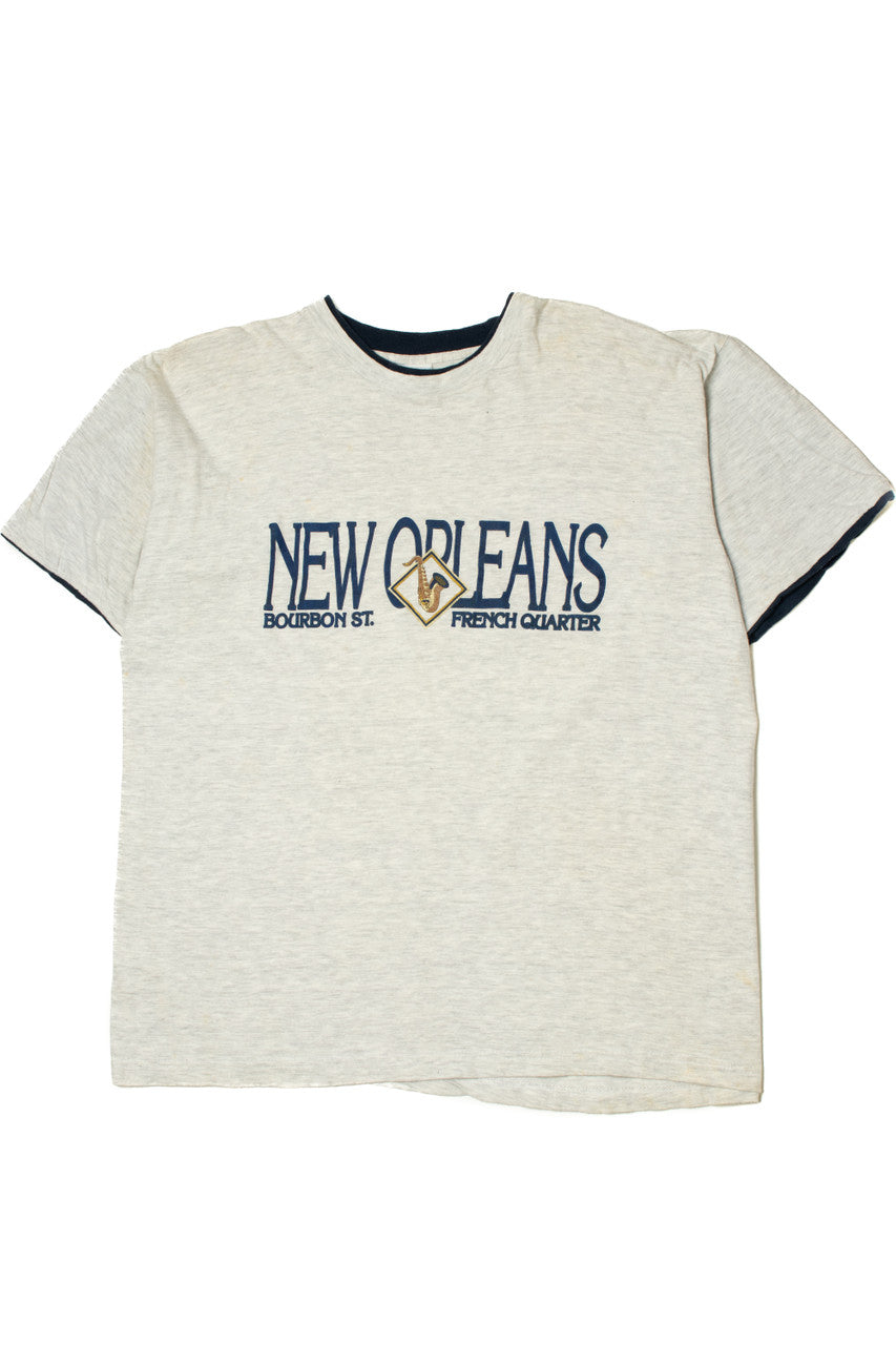 Vintage Embroidered "New Orleans Bourbon St." Saxophone T-Shirt