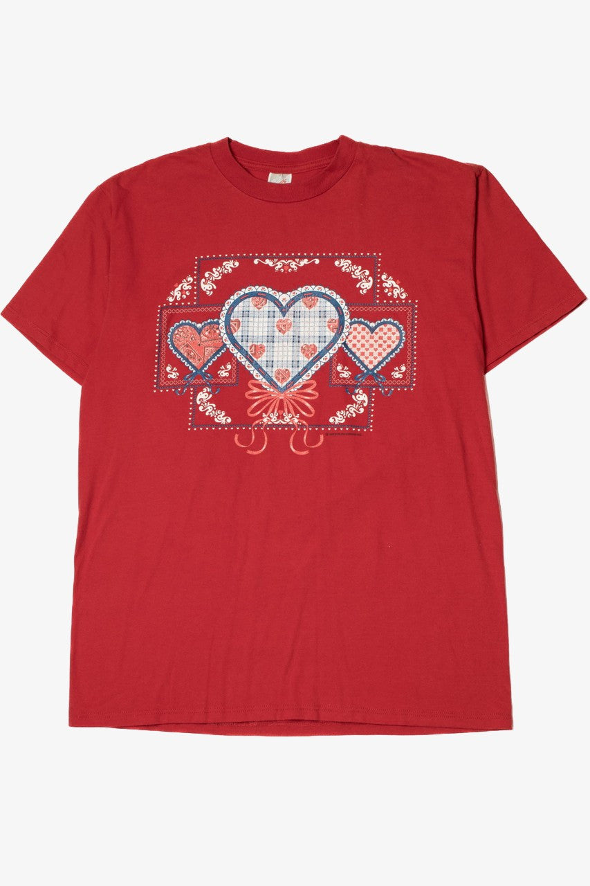 Vintage 1996 Hearts And Lace Print T-Shirt