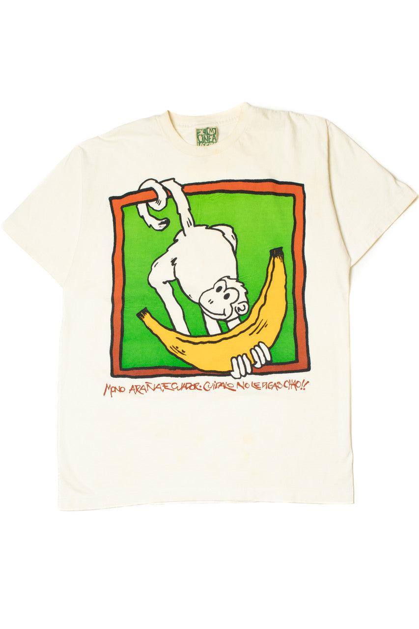 Vintage Ecuador Monkey With Banana Linea Verde T-Shirt