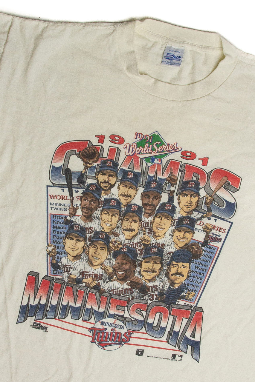 Vintage Minnesota Twins World Series 1991 Caricatures T-Shirt