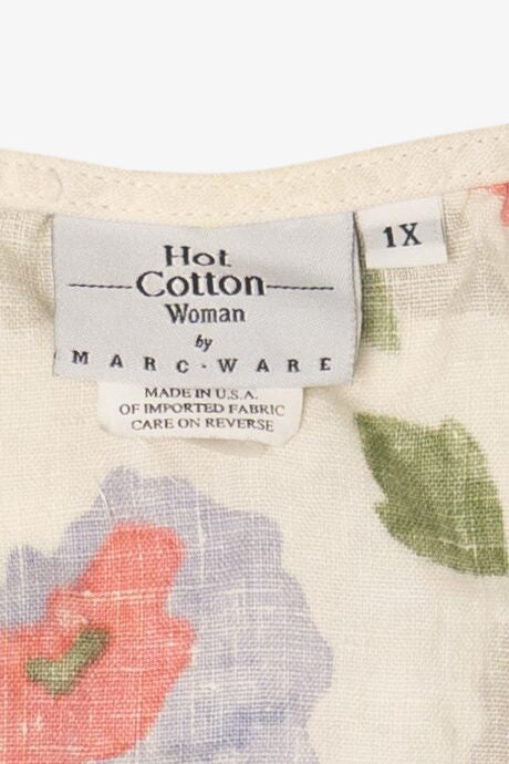 Vintage Linen Hot Cotton Floral Sleeveless Shirt (2000s)