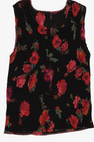 Vintage Black Floral Crinkle Tank Top (1990s)