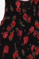 Vintage Black Floral Crinkle Tank Top (1990s)