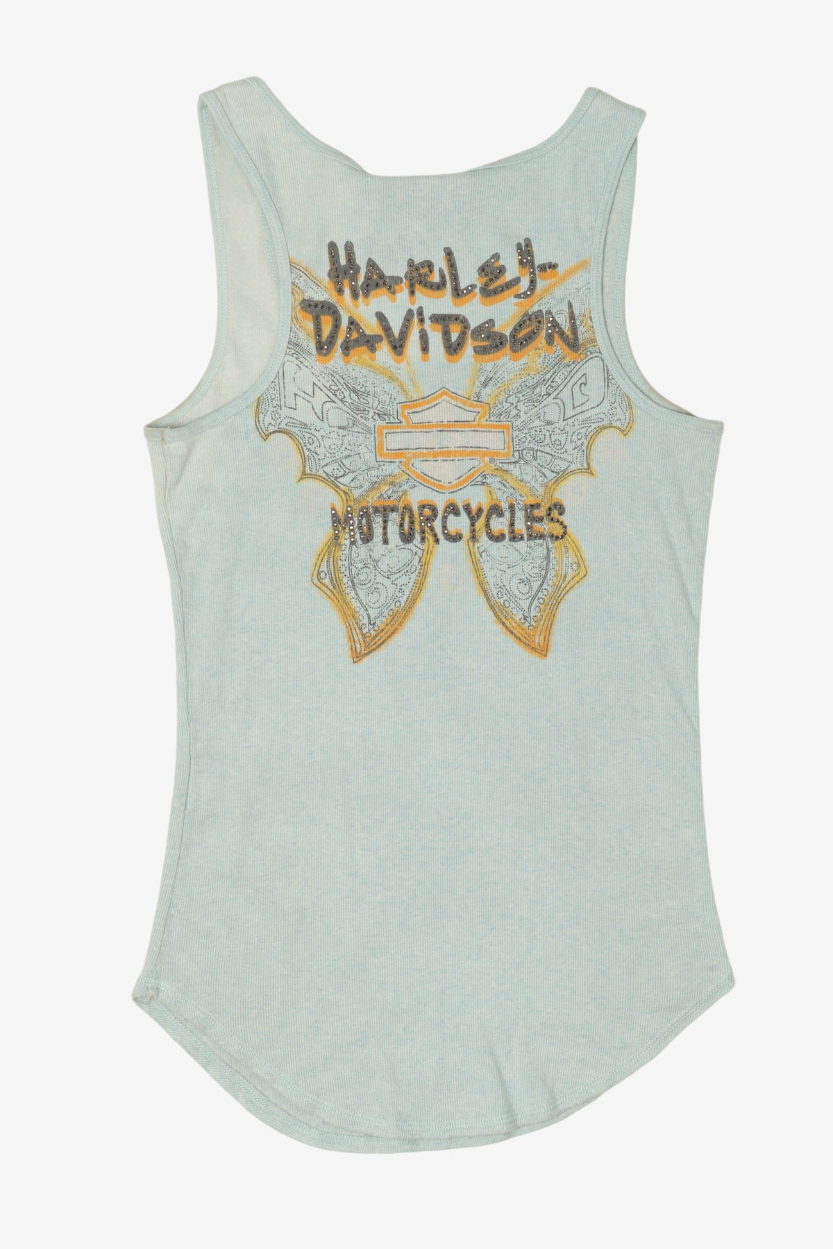 Aqua Harley Davidson Sleeveless Ribbed Tank Top (2010s)