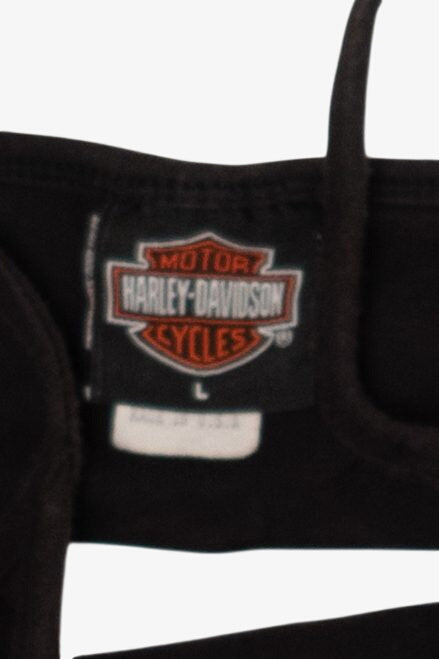 Vintage Y2k Black And Blue Harley Davidson Spaghetti Straps Top (2000s)