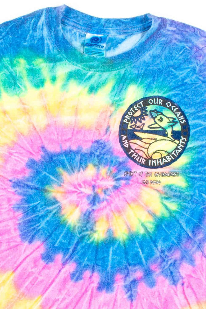 Protect Our Oceans Long Sleeve Tie Dye T-Shirt