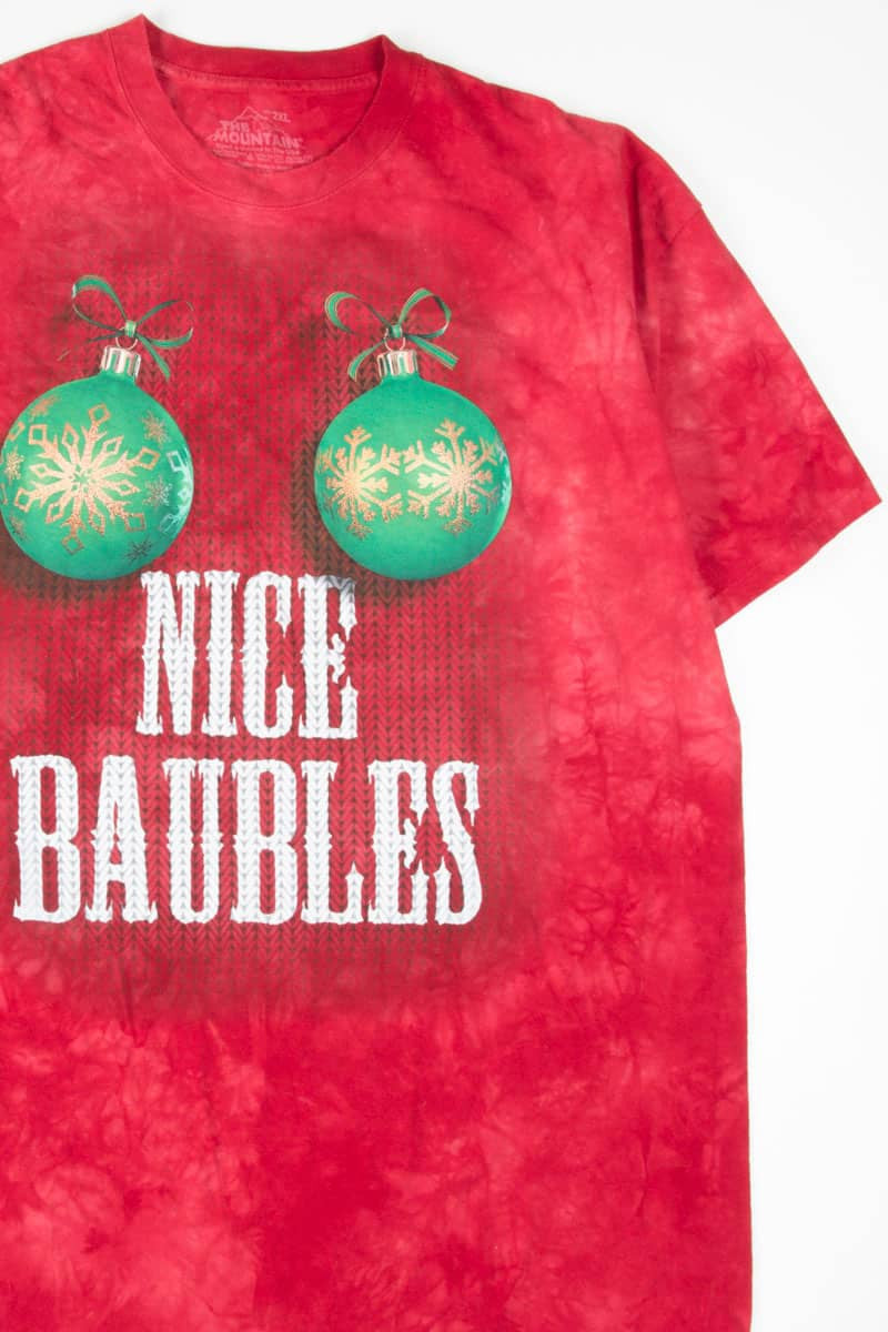 Nice Baubles Christmas Stonewashed Tie Dye T-Shirt