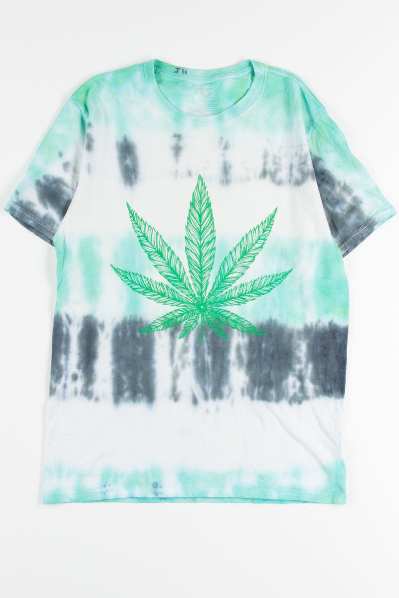 Black & Teal Weed Tie Dye Tee