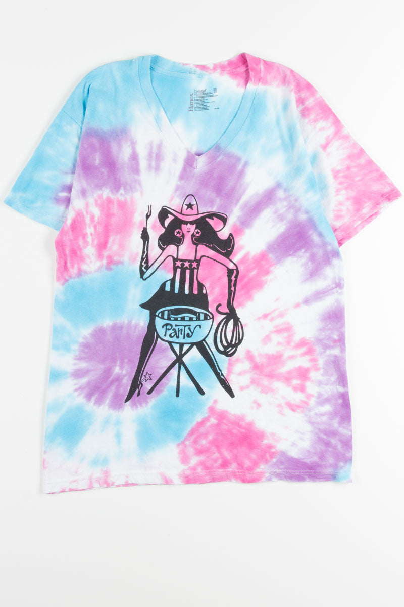 Pink & Purple Grill Cowgirl Tie Dye Tee