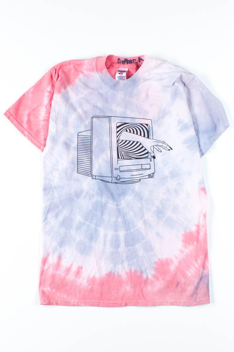 Red & Blue Swirl Videodrome Tie Dye Tee