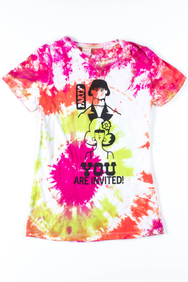 Magenta Wave Party Invitation Tie Dye Tee