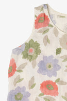 Vintage Linen Hot Cotton Floral Sleeveless Shirt (2000s)