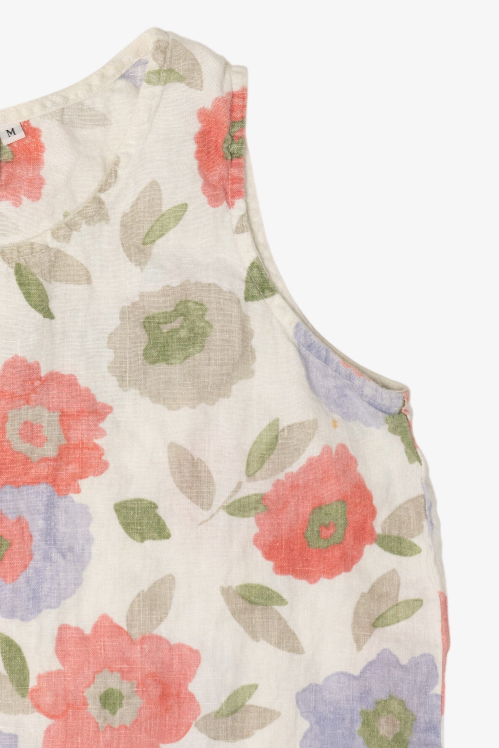 Vintage Linen Hot Cotton Floral Sleeveless Shirt (2000s)