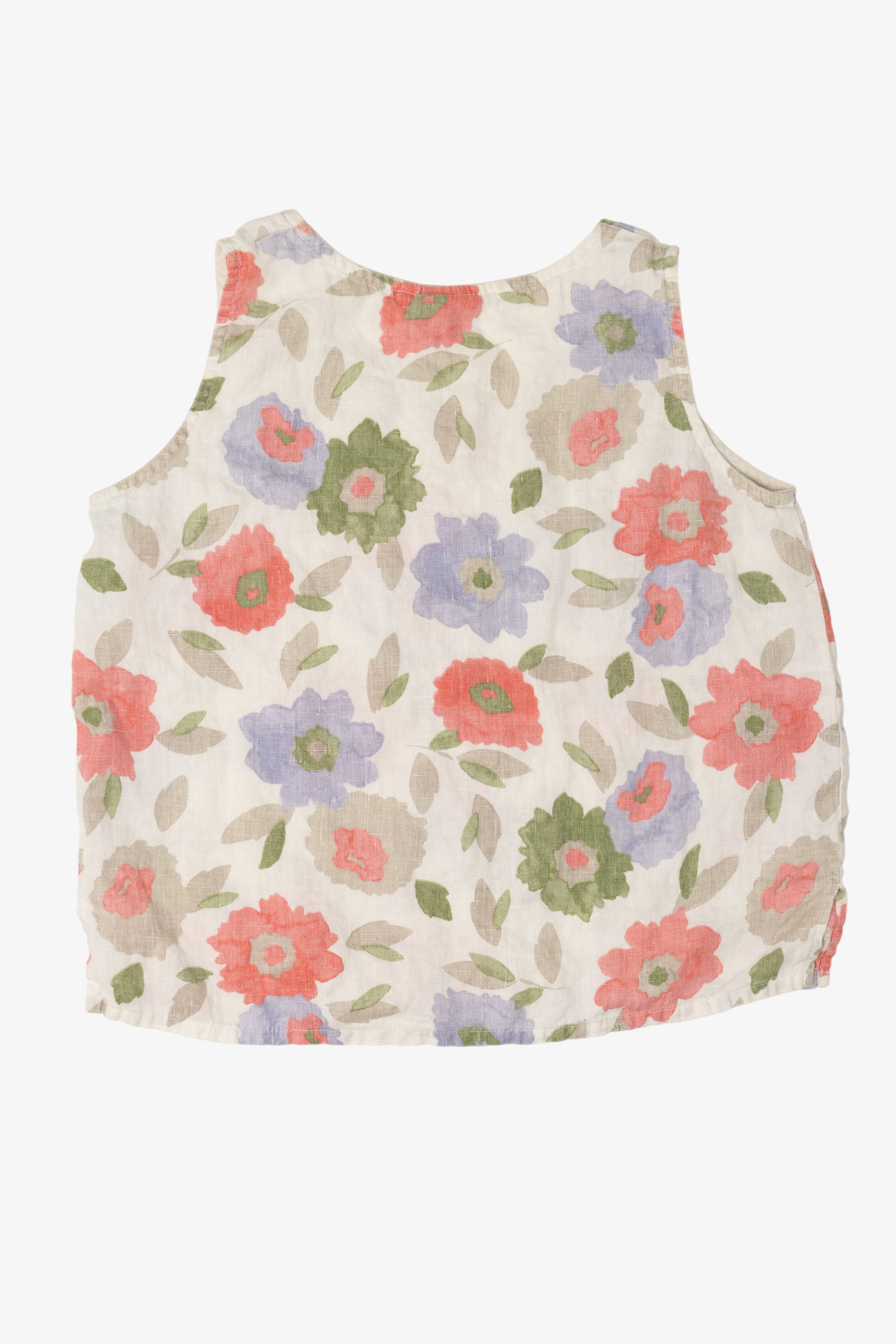 Vintage Linen Hot Cotton Floral Sleeveless Shirt (2000s)