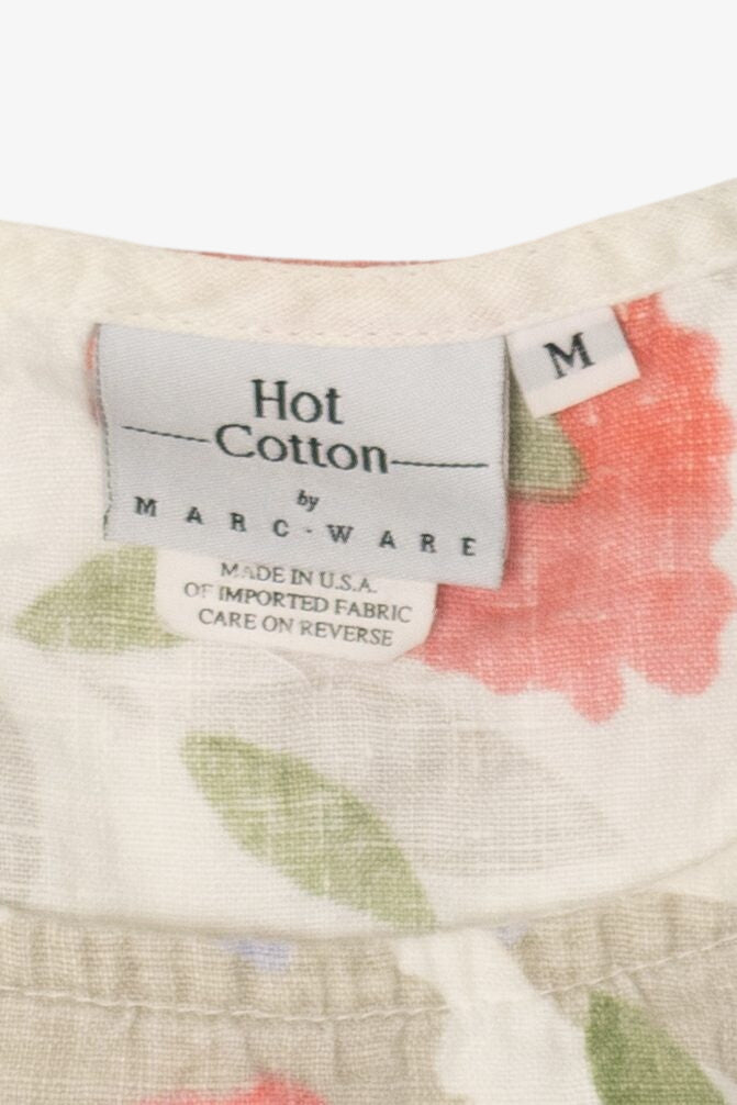 Vintage Linen Hot Cotton Floral Sleeveless Shirt (2000s)