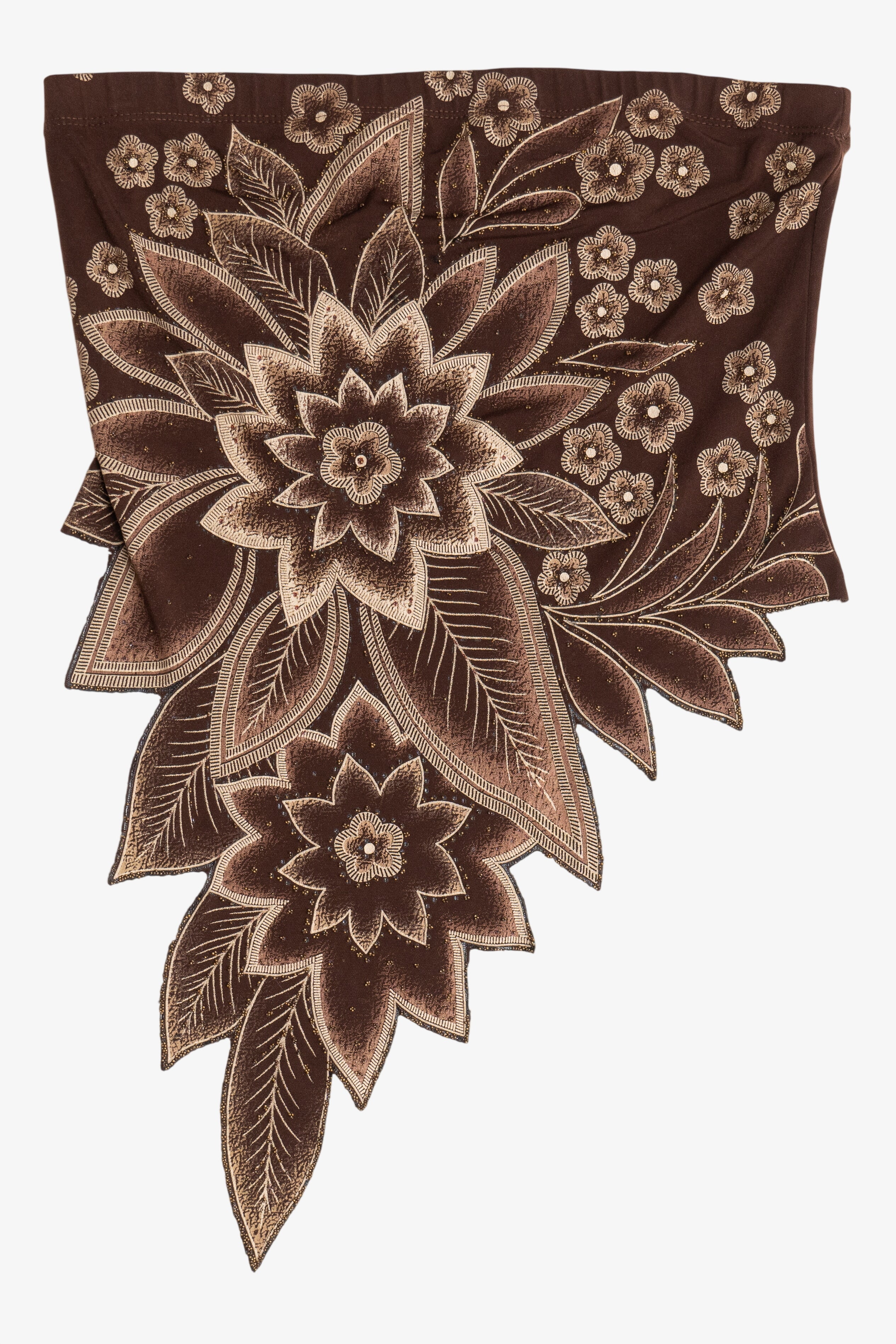 Vintage Y2K Asymmetrical Beaded Floral Tube Top (2000s)